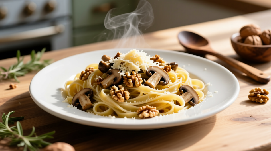 Noci, funghi e grana: ricetta per una pasta perfetta!